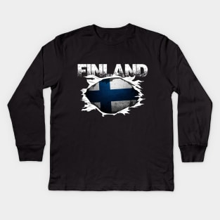 Finland Flag in You Kids Long Sleeve T-Shirt